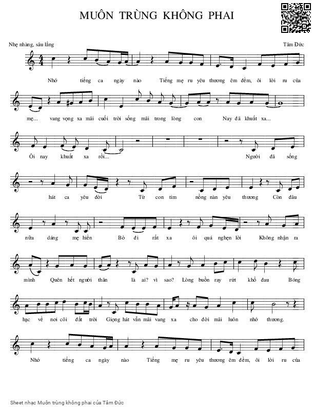 Sheet PDF of Muôn trùng không phai