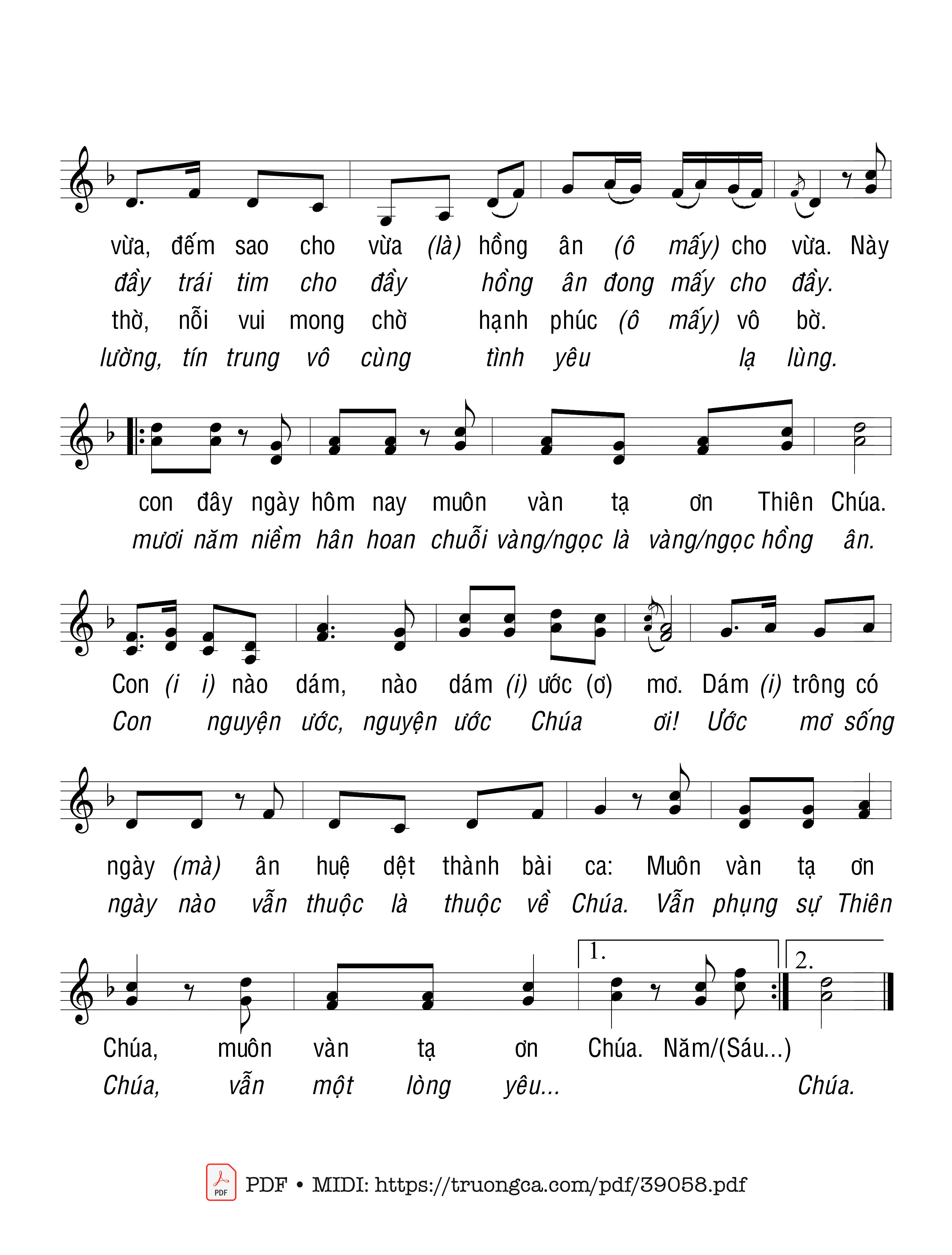 Page 2 of Sheet music PDF Xin Cám Ơn Ngài - Ân Đức