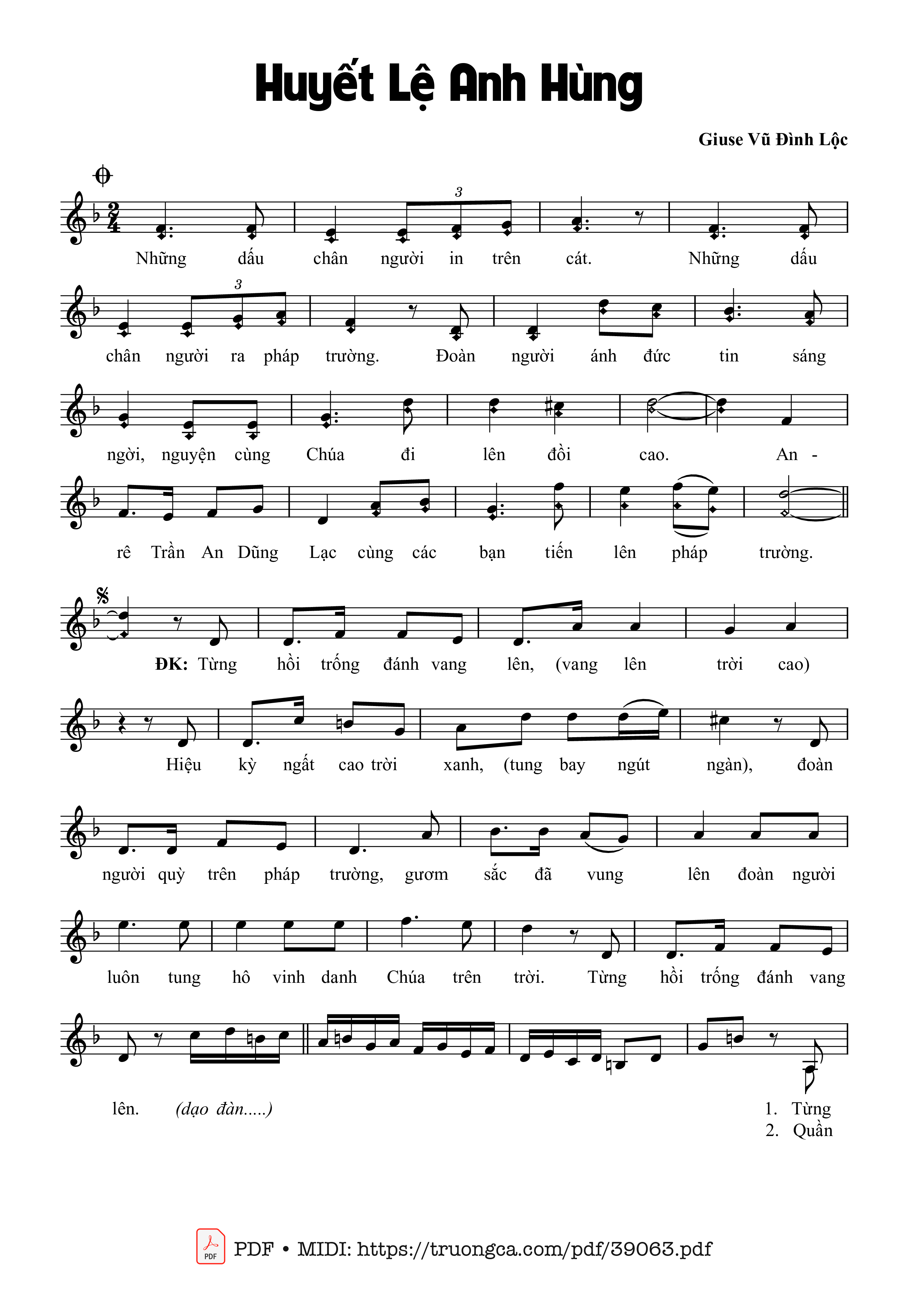 Page 1 of Sheet music PDF Huyết Lệ Anh Hùng - Vũ Đình Lộc