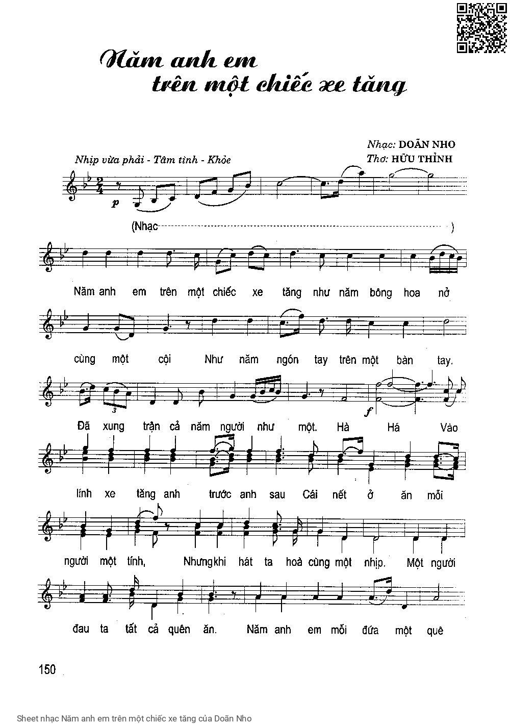 Sheet PDF of Năm anh em trên một chiếc xe tăng