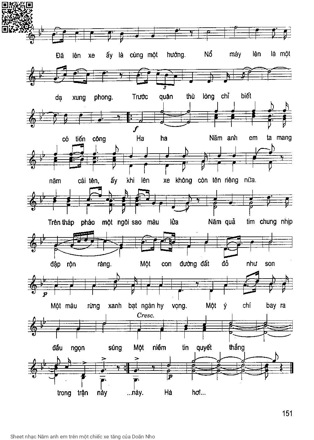 Page 2 of Sheet music PDF Năm anh em trên một chiếc xe tăng - Doãn Nho