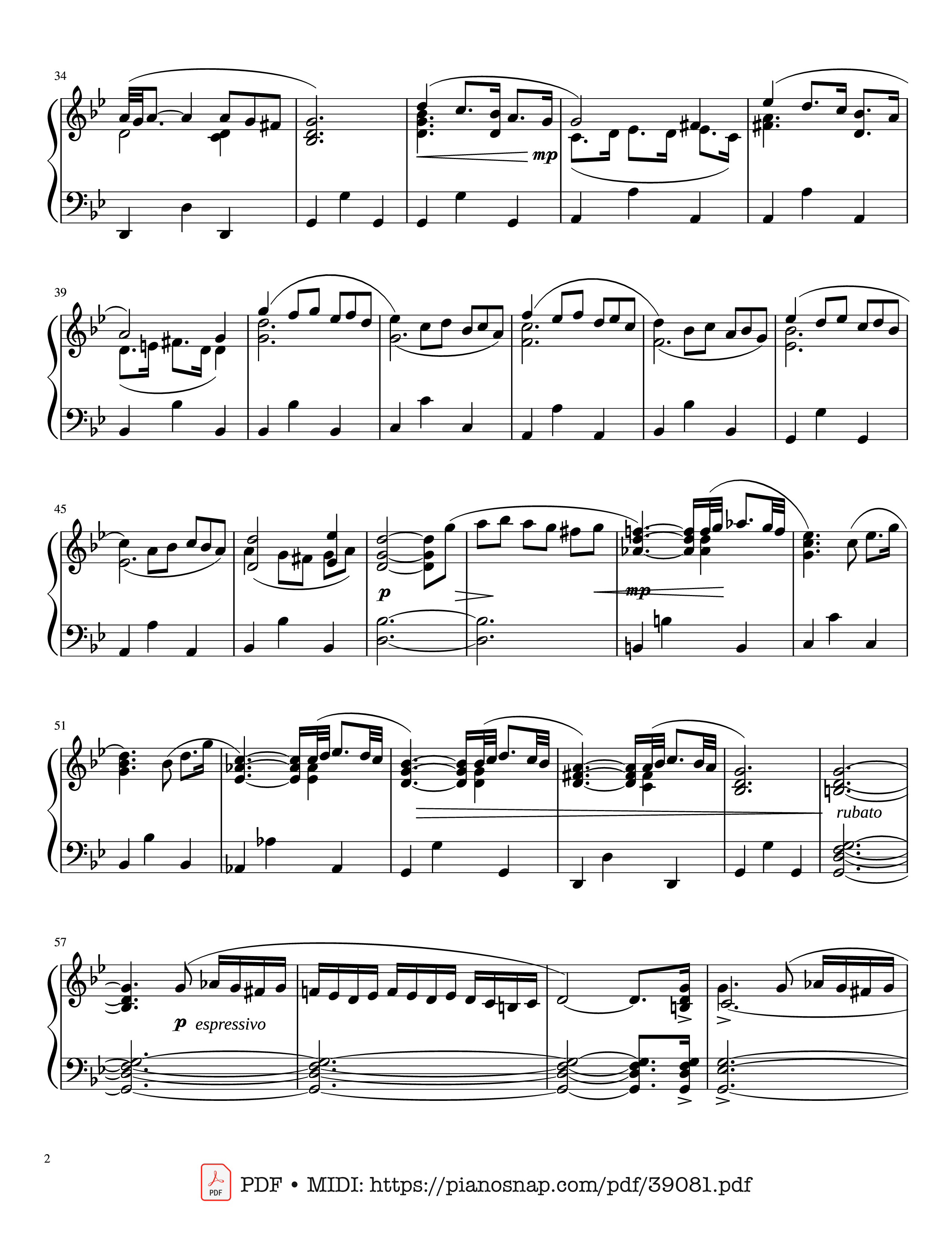 Page 2 of Sheet music PDF Piano Adagio Albinoni (in G minor) - For Solo Piano - Albinoni