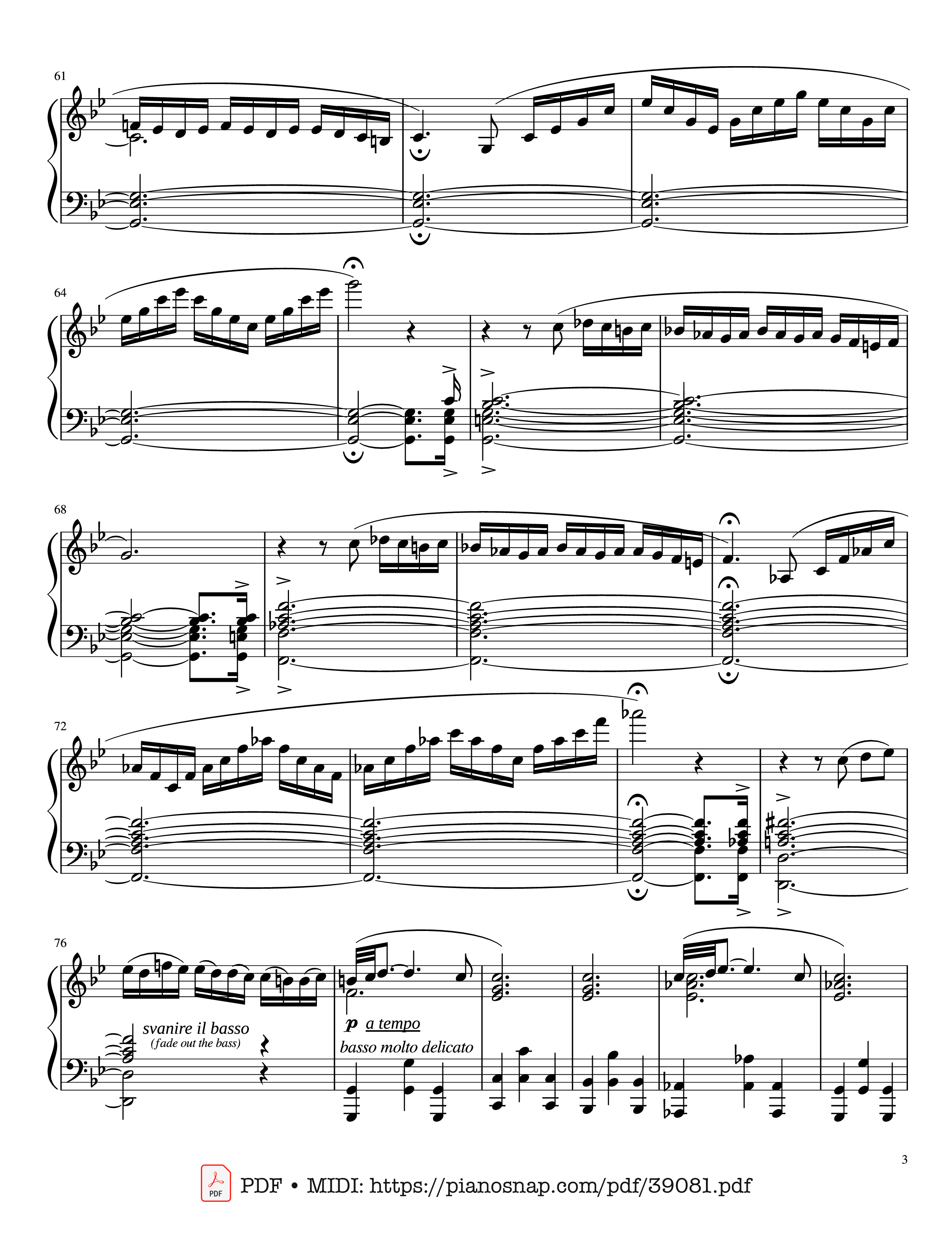 Page 3 of Sheet music PDF Piano Adagio Albinoni (in G minor) - For Solo Piano - Albinoni