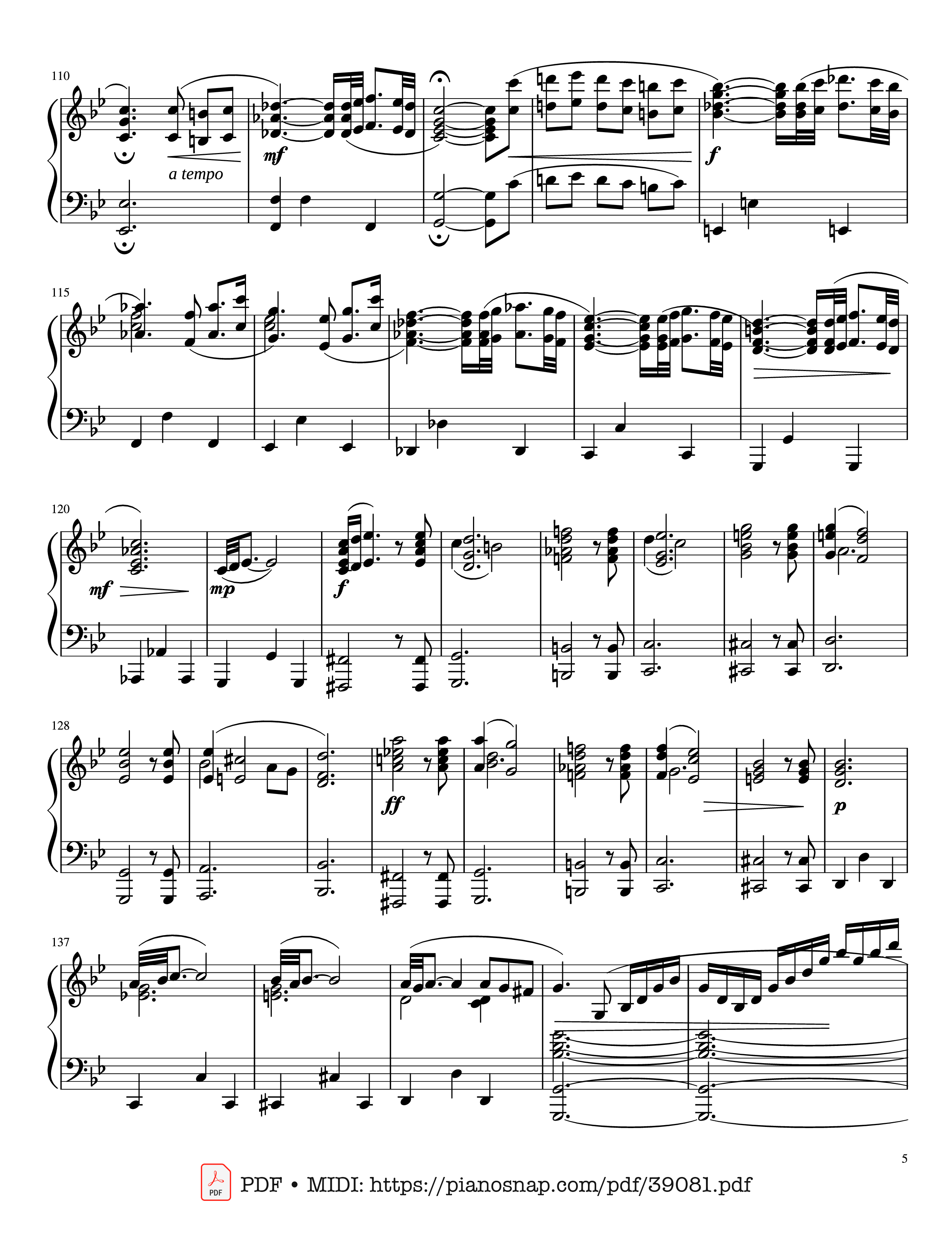 Page 5 of Sheet music PDF Piano Adagio Albinoni (in G minor) - For Solo Piano - Albinoni