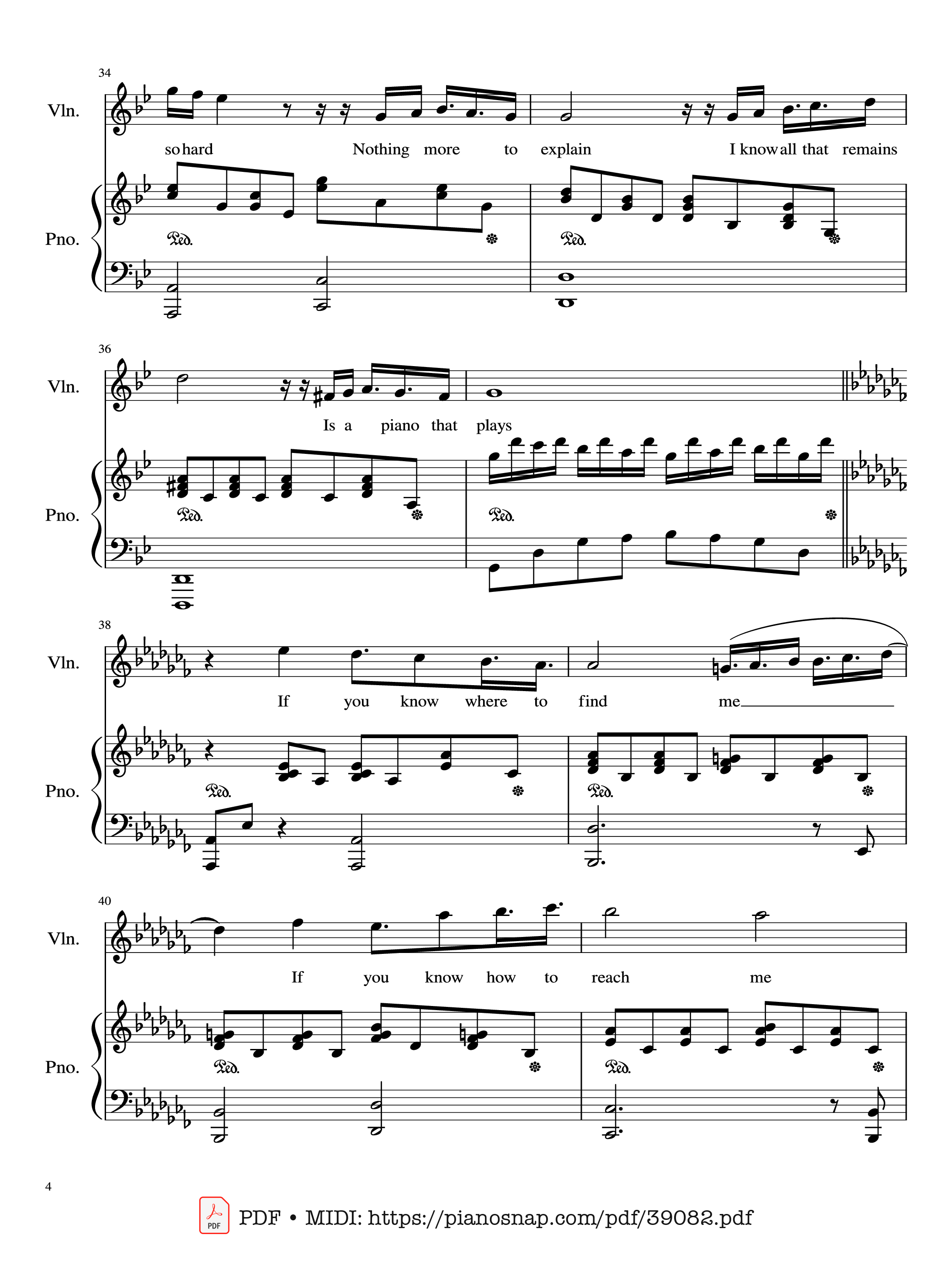 Page 4 of Sheet music PDF Piano Adagio (Lara Fabian) Violin & Piano - Albinoni