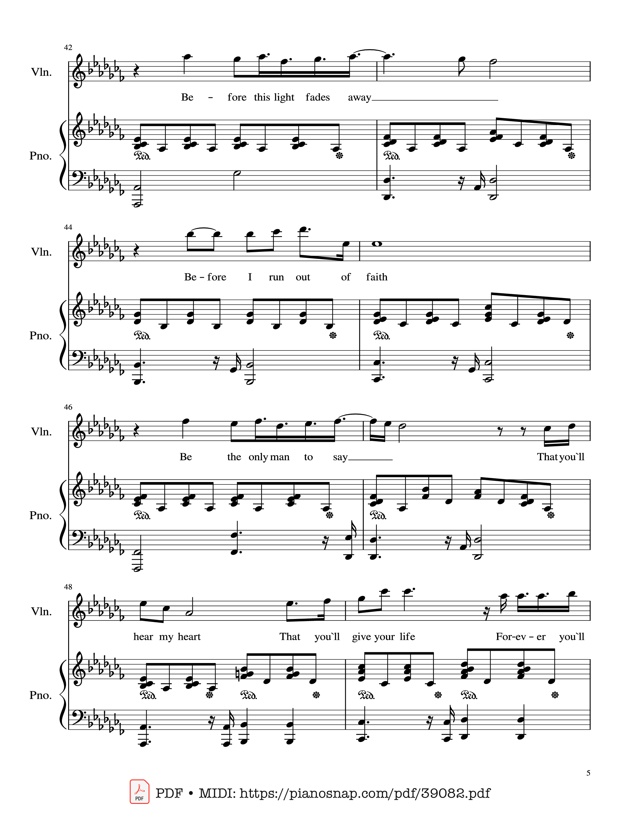 Page 5 of Sheet music PDF Piano Adagio (Lara Fabian) Violin & Piano - Albinoni