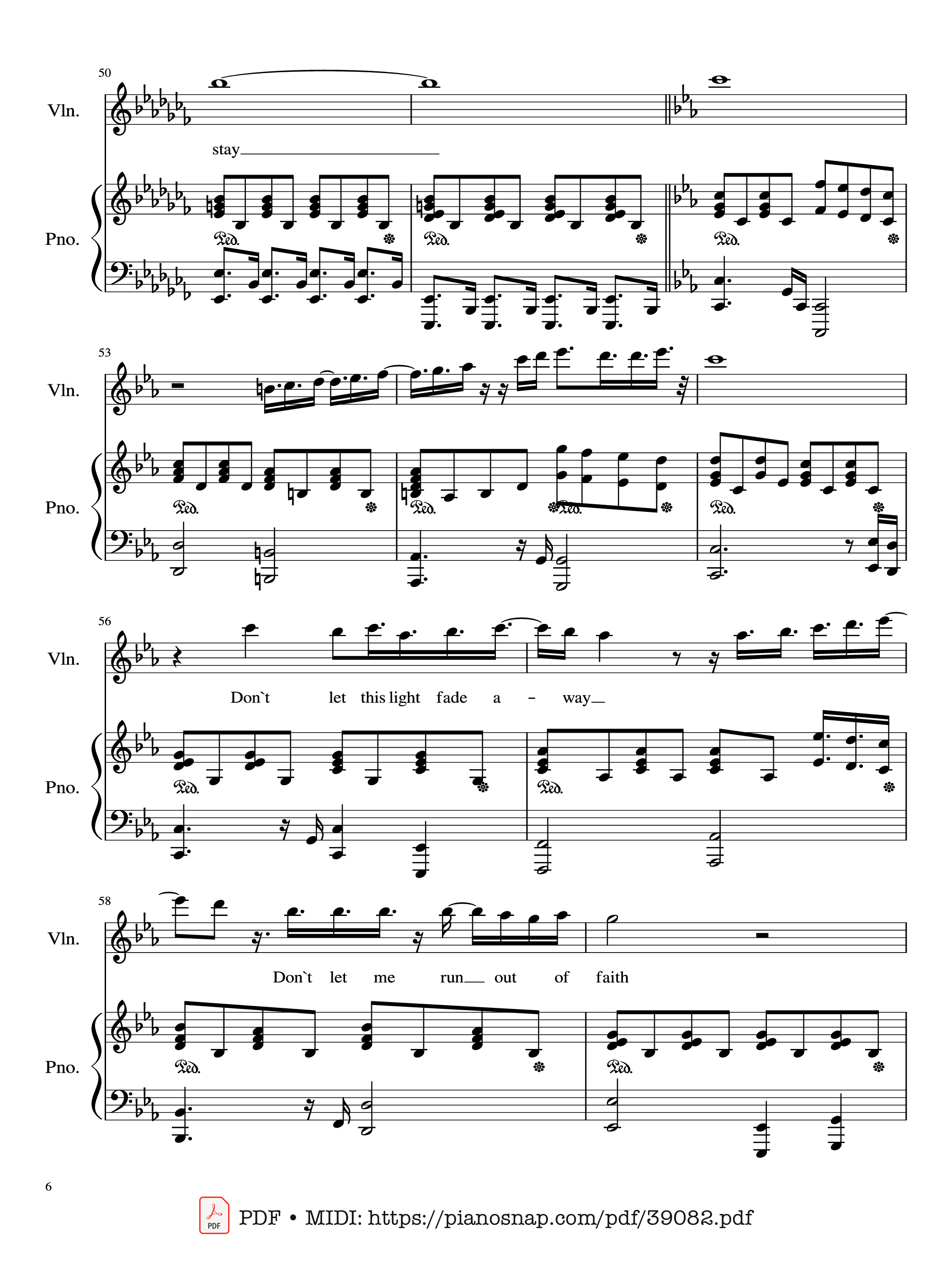 Page 6 of Sheet music PDF Piano Adagio (Lara Fabian) Violin & Piano - Albinoni