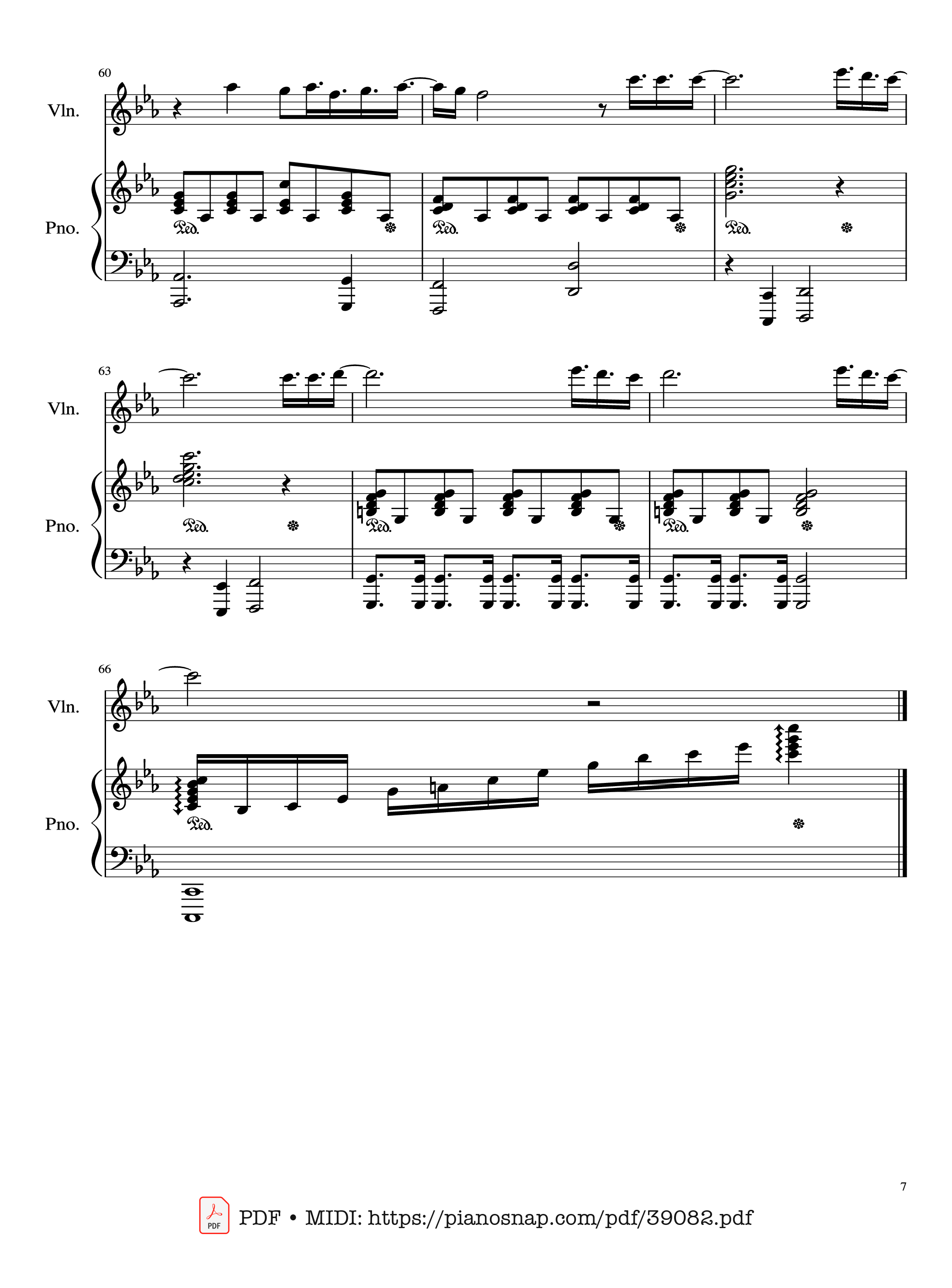 Page 7 of Sheet music PDF Piano Adagio (Lara Fabian) Violin & Piano - Albinoni