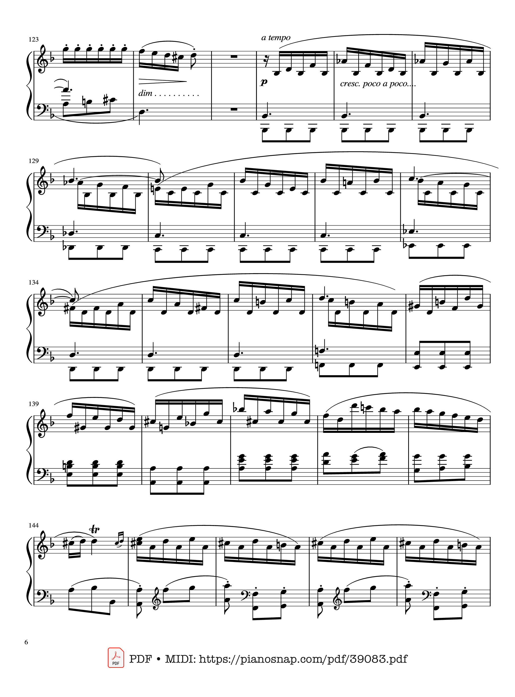 Page 6 of Sheet music PDF Piano Sonata in D minor, K.141, Domenico Scarlatti - Domenico Scarlatti