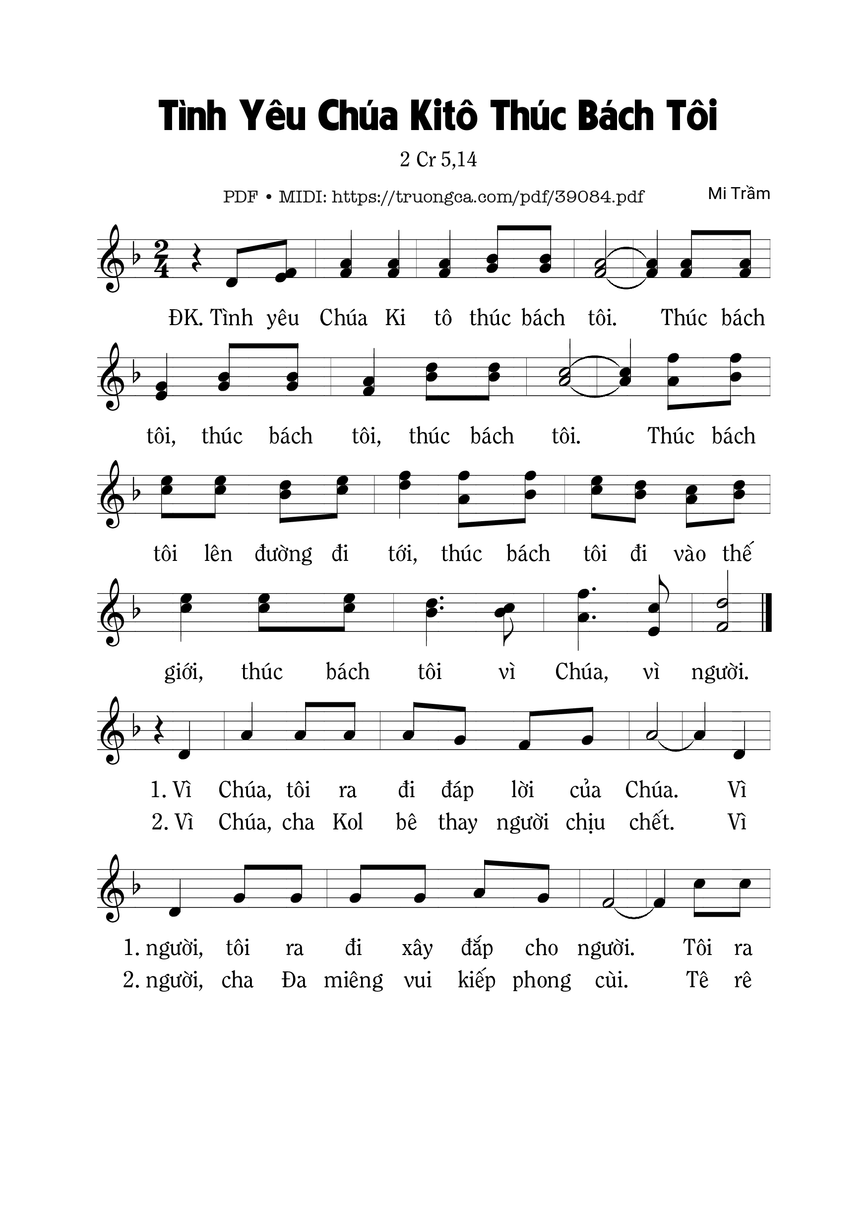 Page 1 of Sheet music PDF Tình Yêu Chúa Kitô Thúc Bách Tôi - Mi Trầm