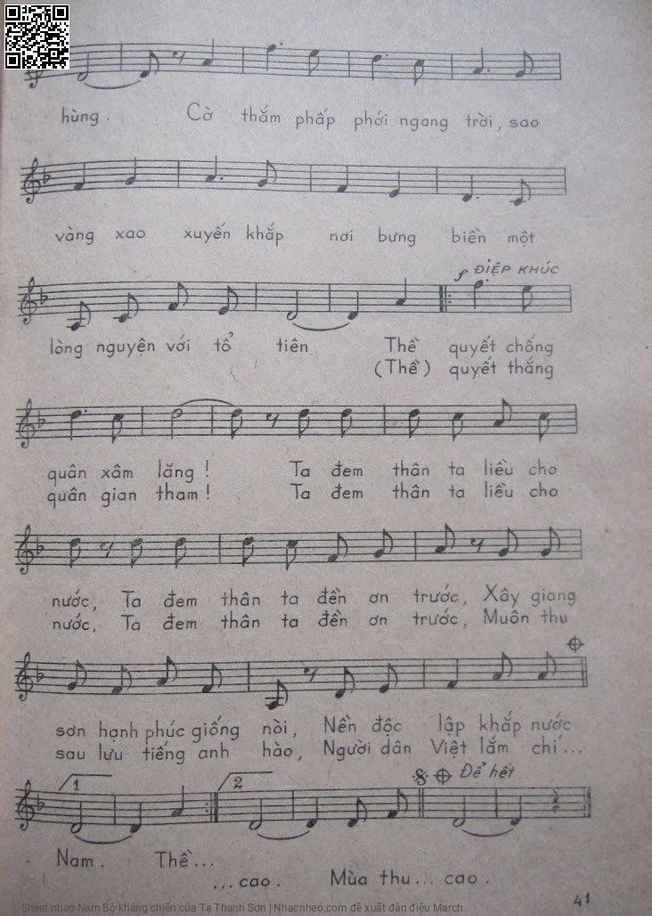 Page 2 of Sheet music PDF Nam Bộ kháng chiến - Tạ Thanh Sơn