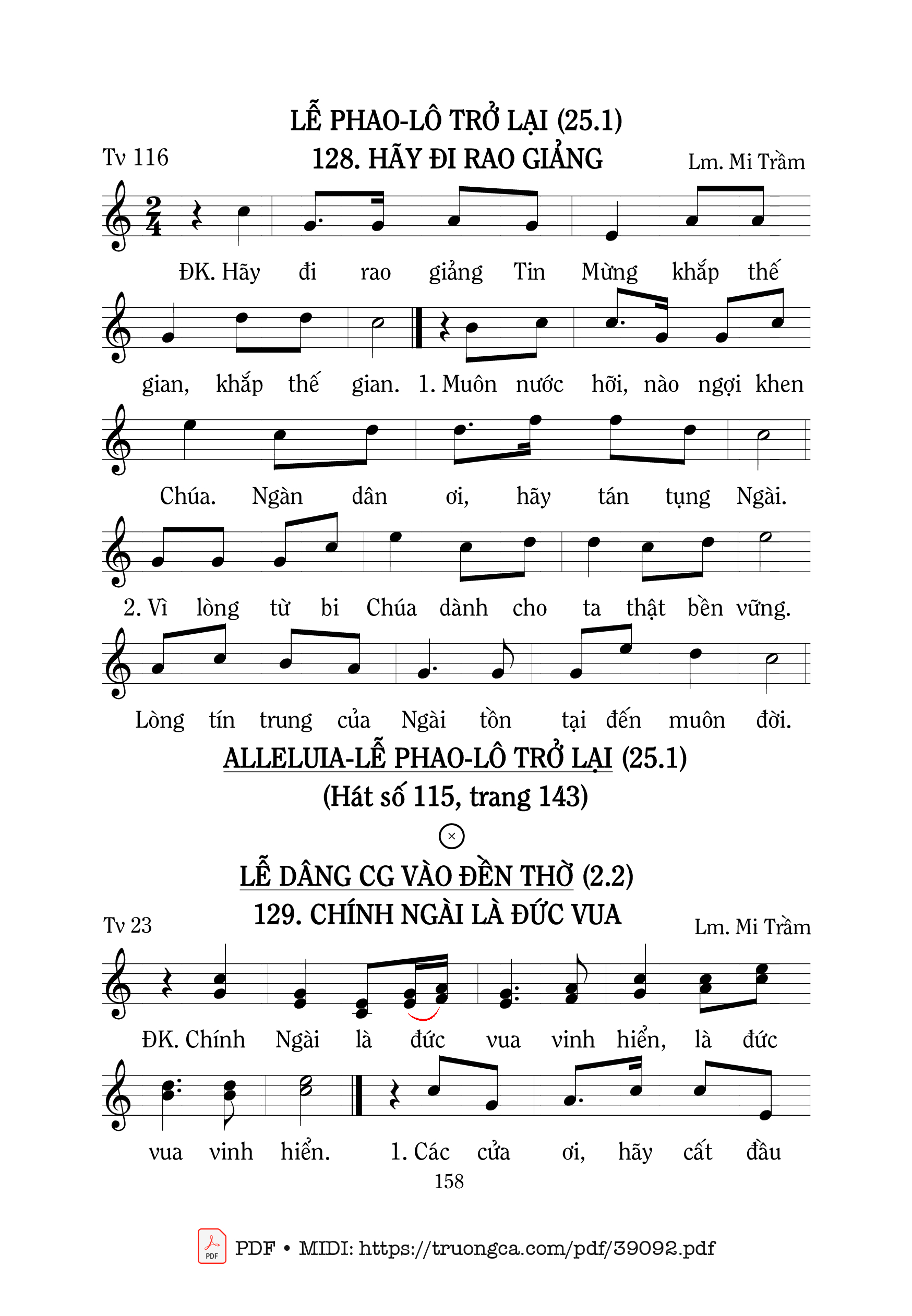 Page 1 of Sheet music PDF Thánh Vịnh 116, Hãy Đi Rao Giảng - Mi Trầm