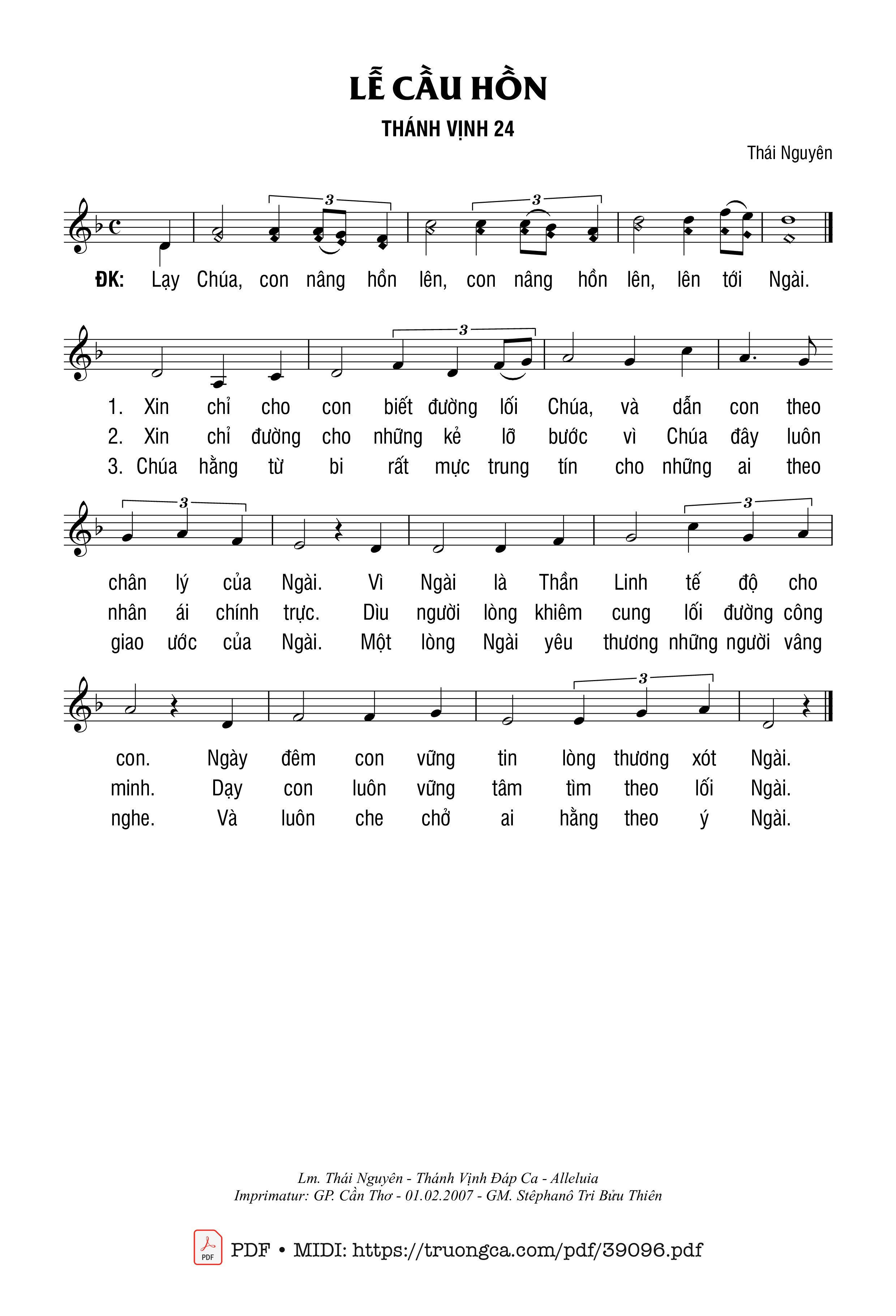 Page 1 of Sheet music PDF Thánh Vịnh 24, Lễ Cầu Hồn - Thái Nguyên