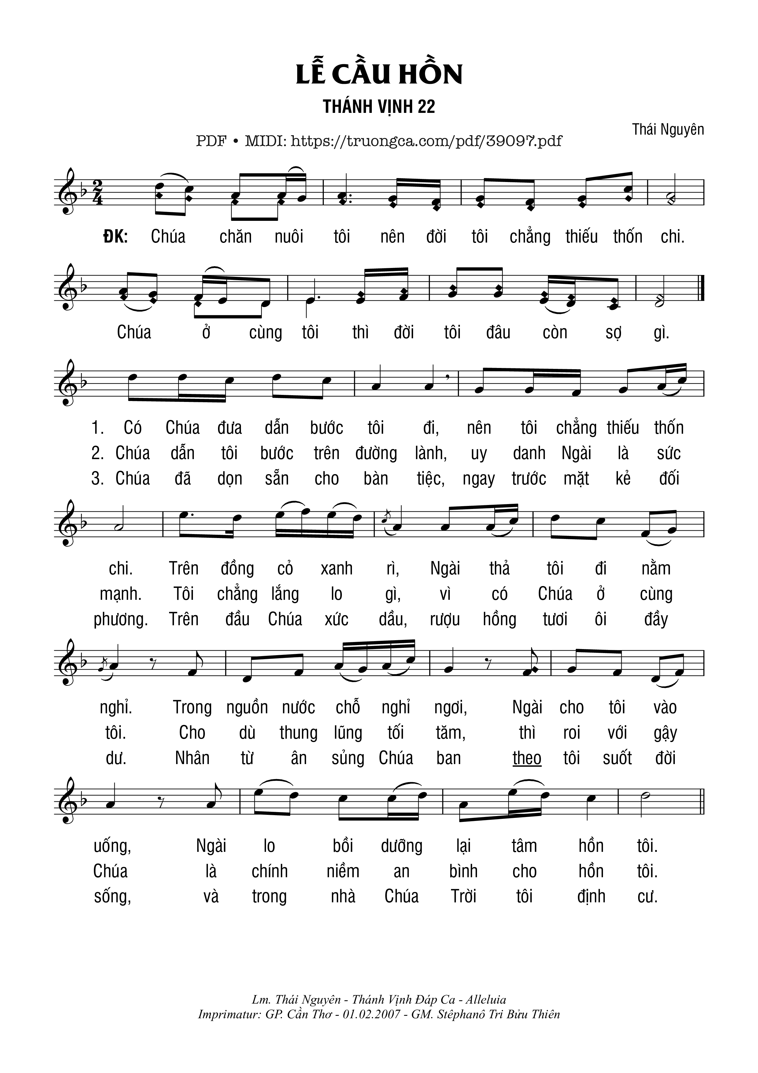 Page 1 of Sheet music PDF Thánh Vịnh 22, Lễ Cầu Hồn - Thái Nguyên