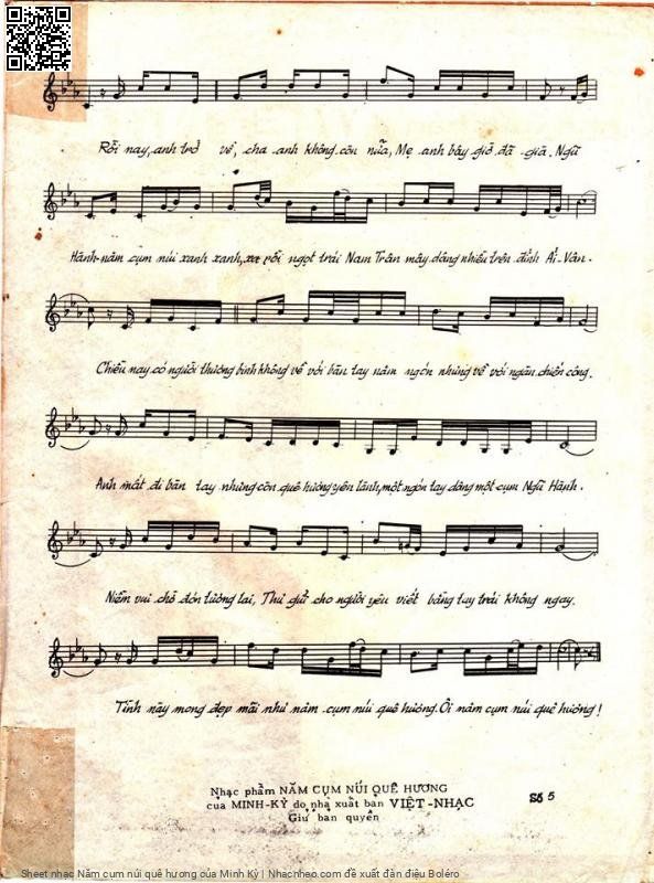 Page 3 of Sheet music PDF Năm cụm núi quê hương - Minh Kỳ