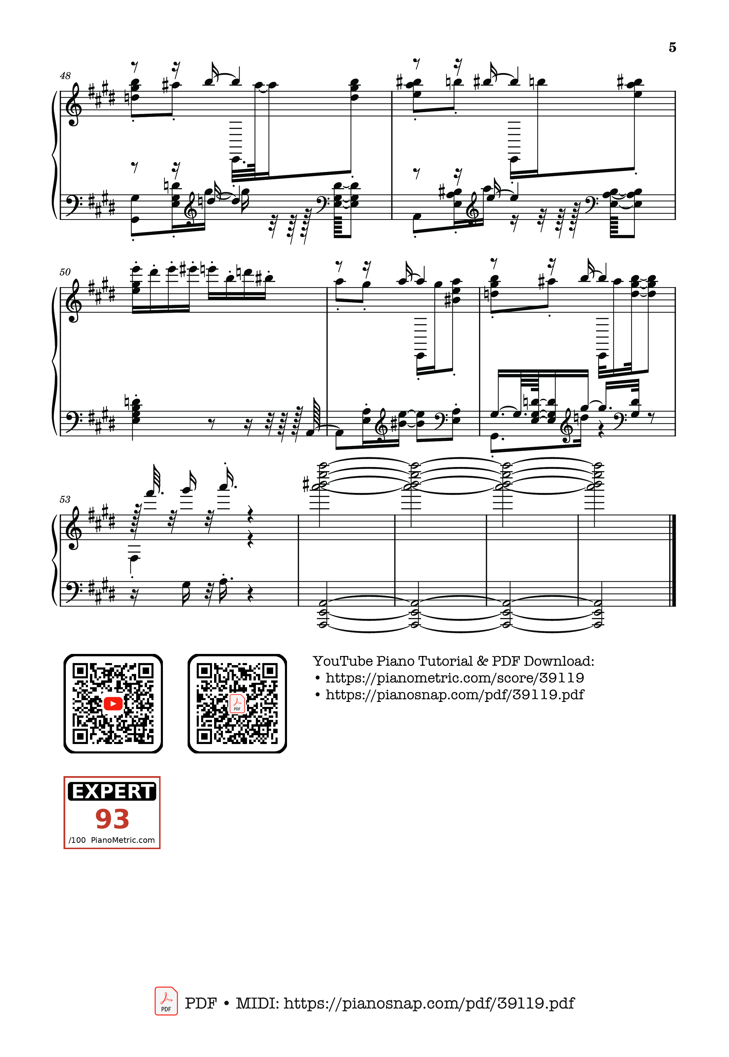 Page 5 of Sheet music PDF Fur Elise - Ragtime Version - Ludwig van Beethoven