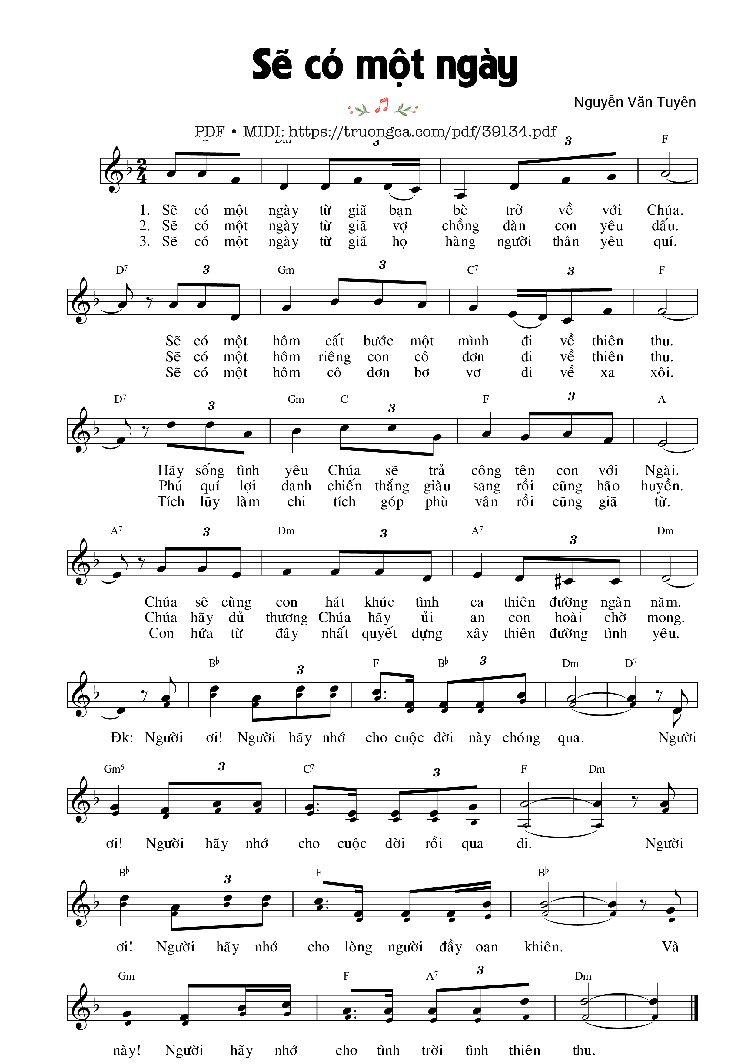 Page 1 of Sheet music PDF Sẽ có một ngày - Nguyễn Văn Tuyên