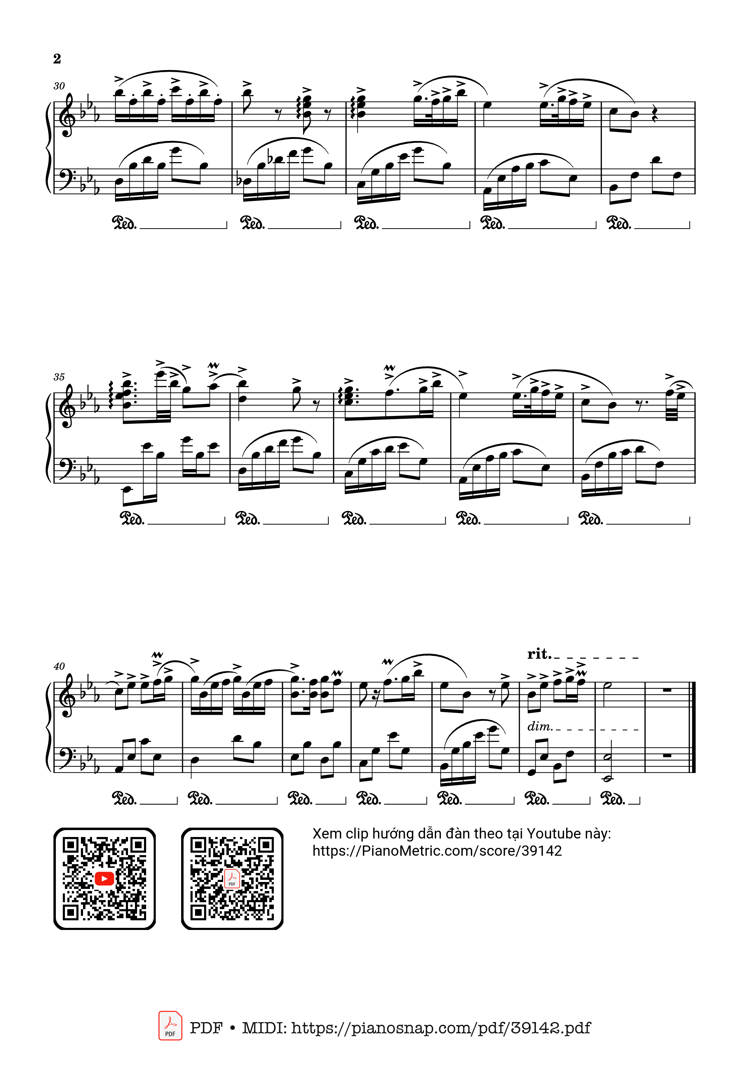 Page 2 of Sheet music PDF Piano Bèo dạt mây trôi Piano - Dân ca