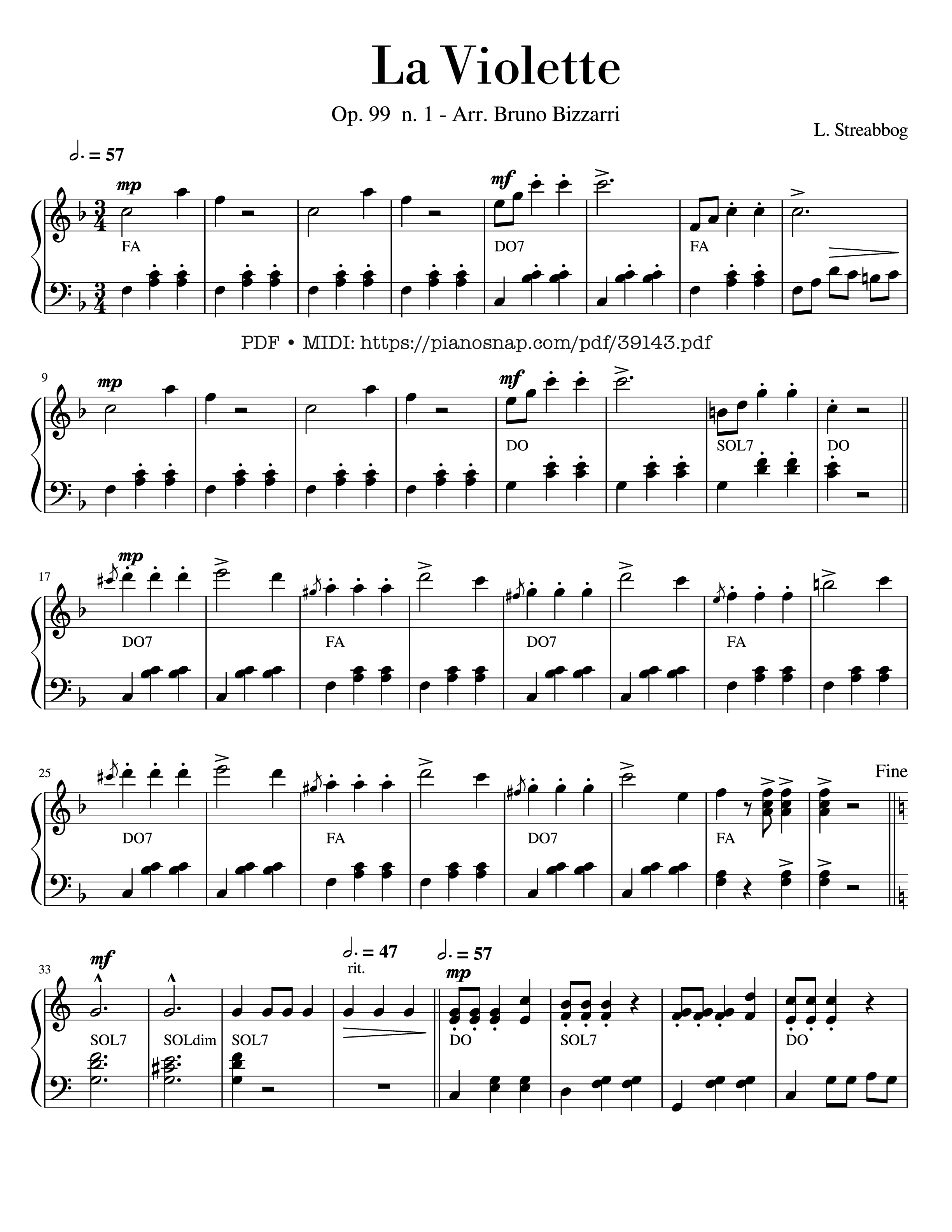 Page 1 of Sheet music PDF La Violette - Op. 99 No. 1 - Louis Streabbog