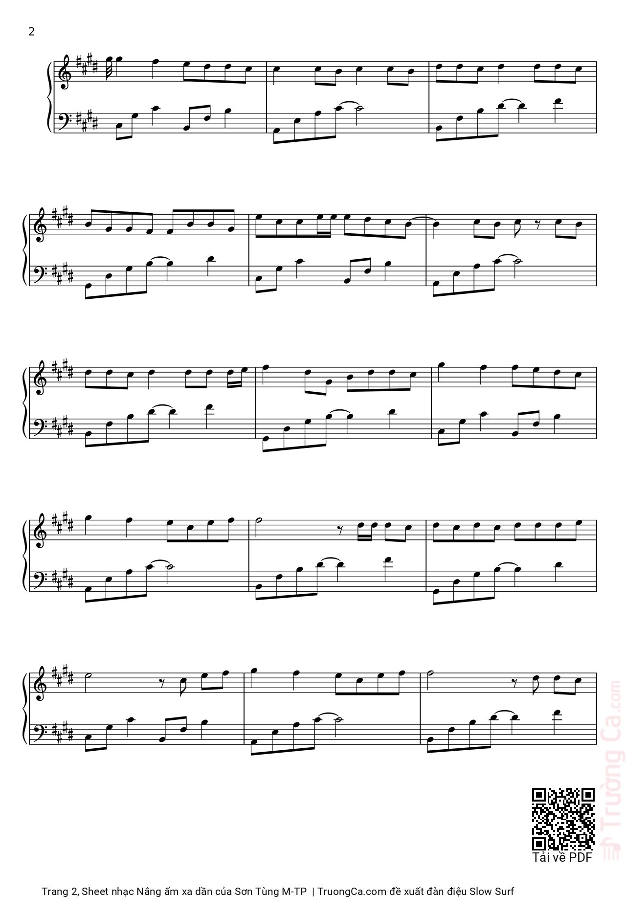 Page 2 of Sheet music PDF Piano Nắng ấm xa dần - Sơn Tùng M-TP