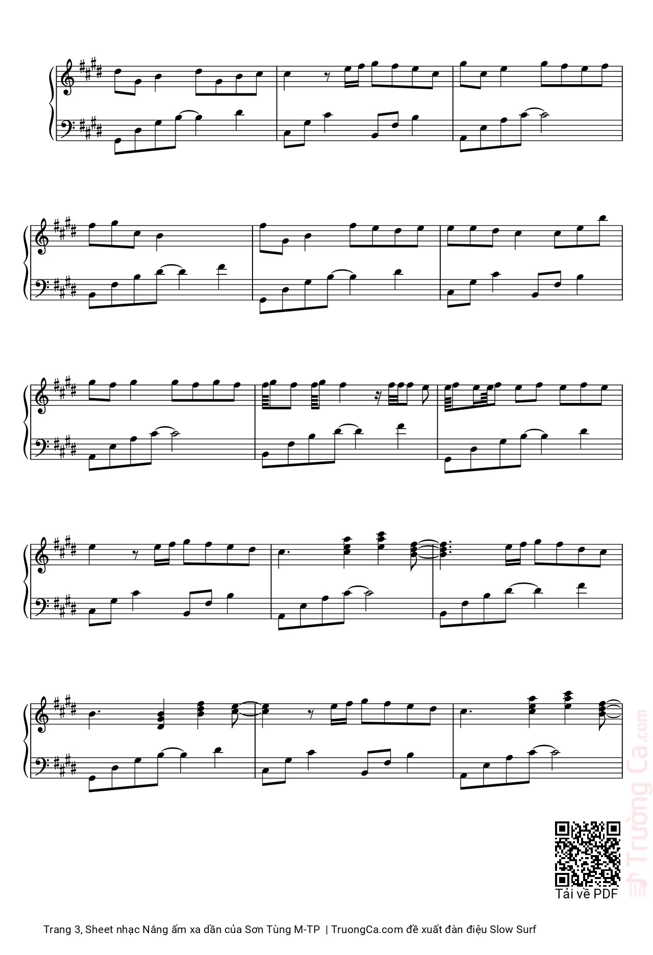Page 3 of Sheet music PDF Piano Nắng ấm xa dần - Sơn Tùng M-TP