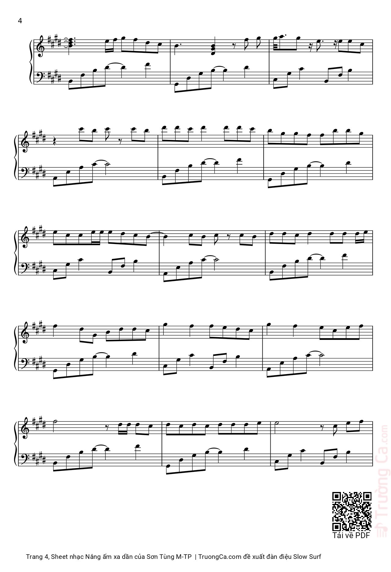 Page 4 of Sheet music PDF Piano Nắng ấm xa dần - Sơn Tùng M-TP