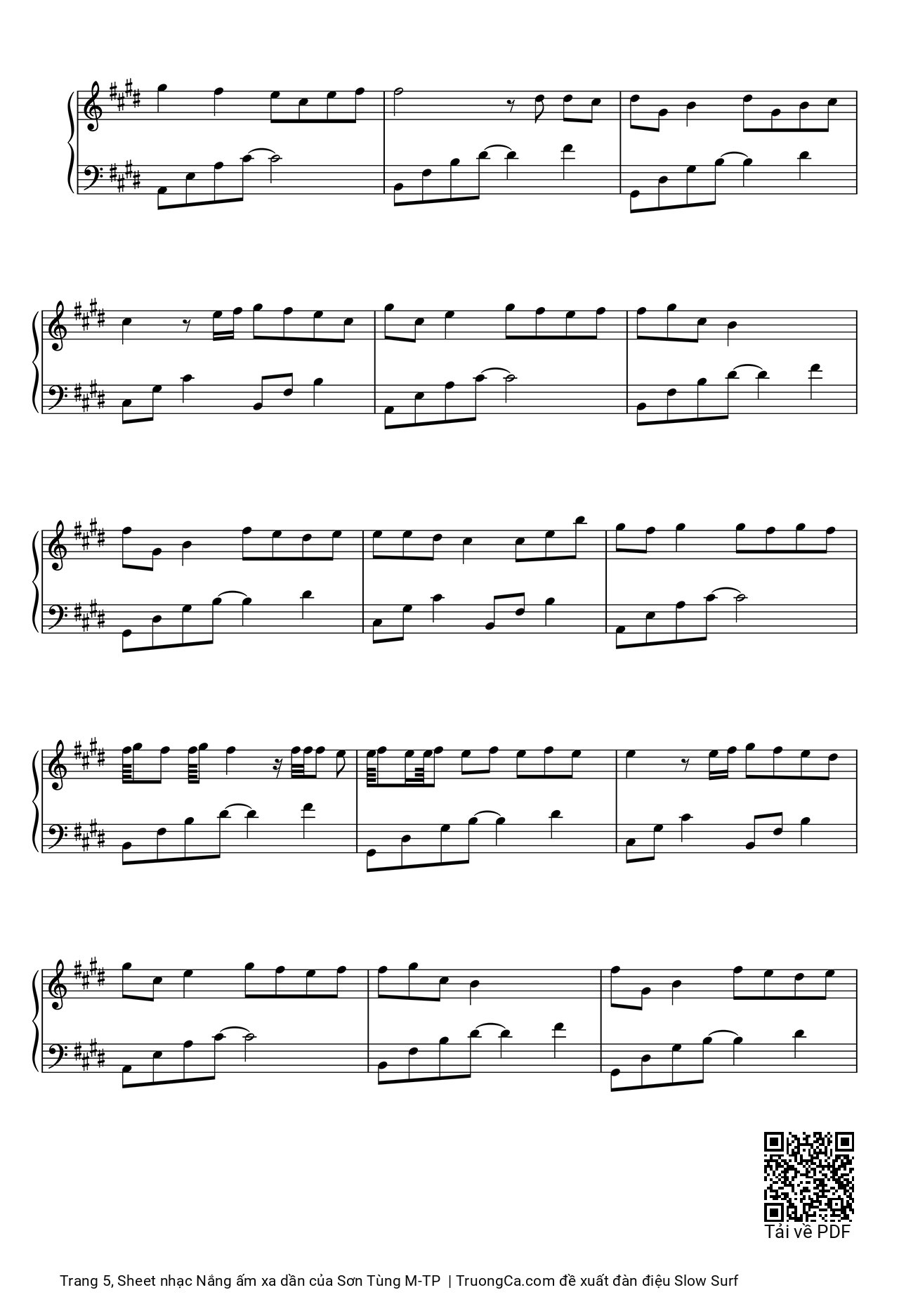 Page 5 of Sheet music PDF Piano Nắng ấm xa dần - Sơn Tùng M-TP