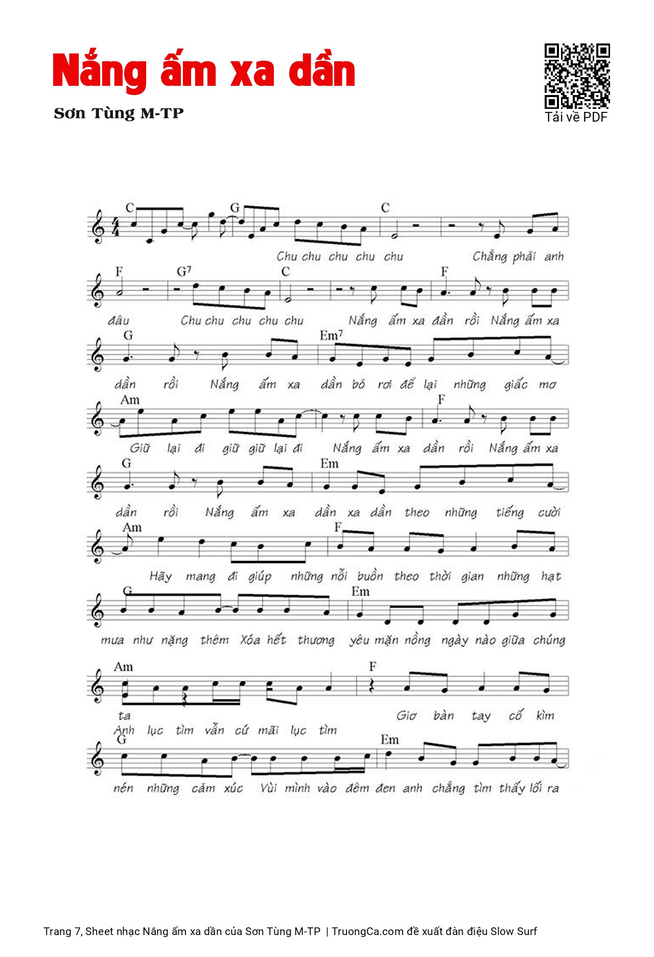 Page 7 of Sheet music PDF Piano Nắng ấm xa dần - Sơn Tùng M-TP