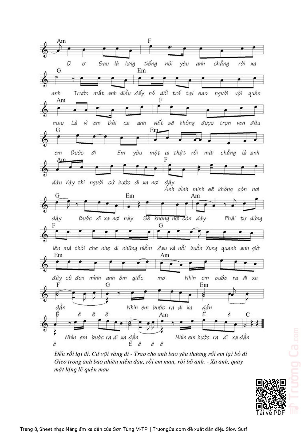 Page 8 of Sheet music PDF Piano Nắng ấm xa dần - Sơn Tùng M-TP