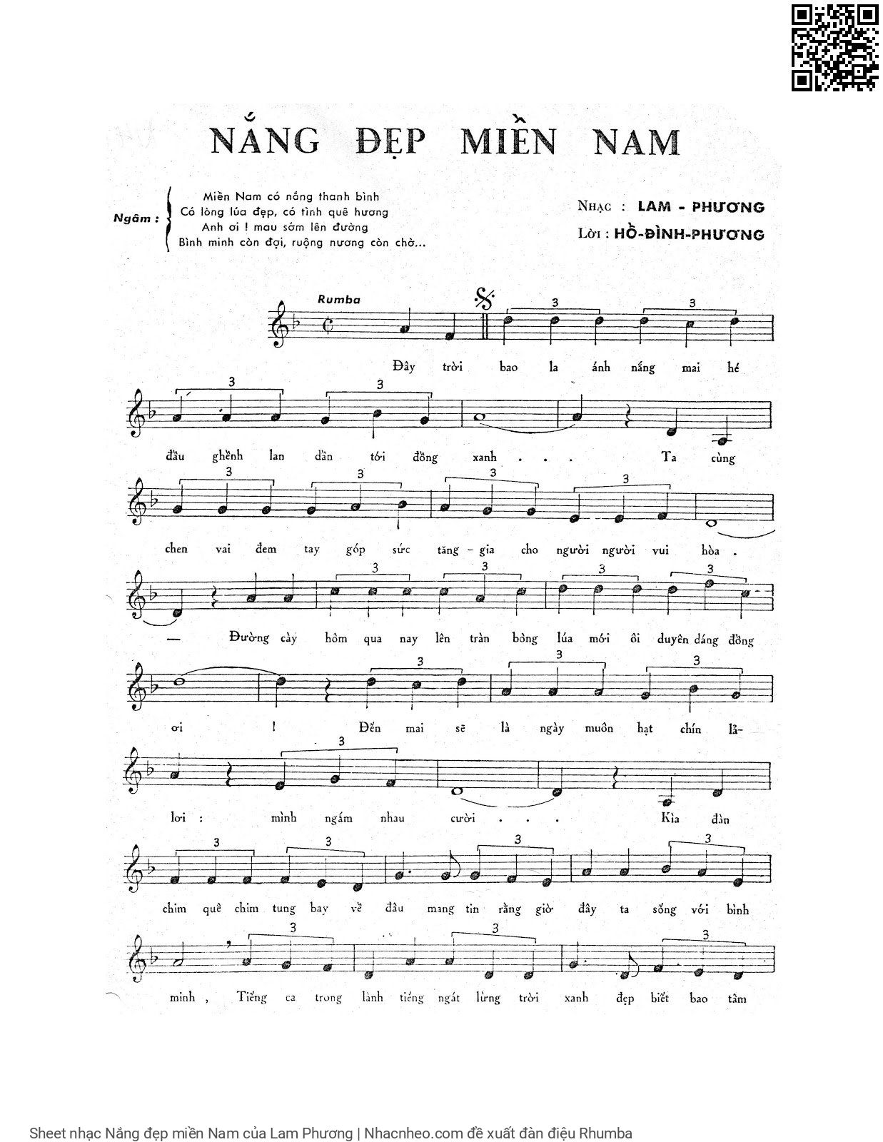 Page 2 of Sheet music PDF Nắng đẹp miền Nam - Lam Phương