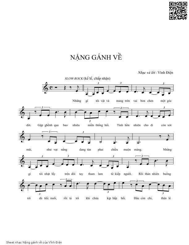 Page 1 of Sheet music PDF Nặng gánh về - Vĩnh Điện
