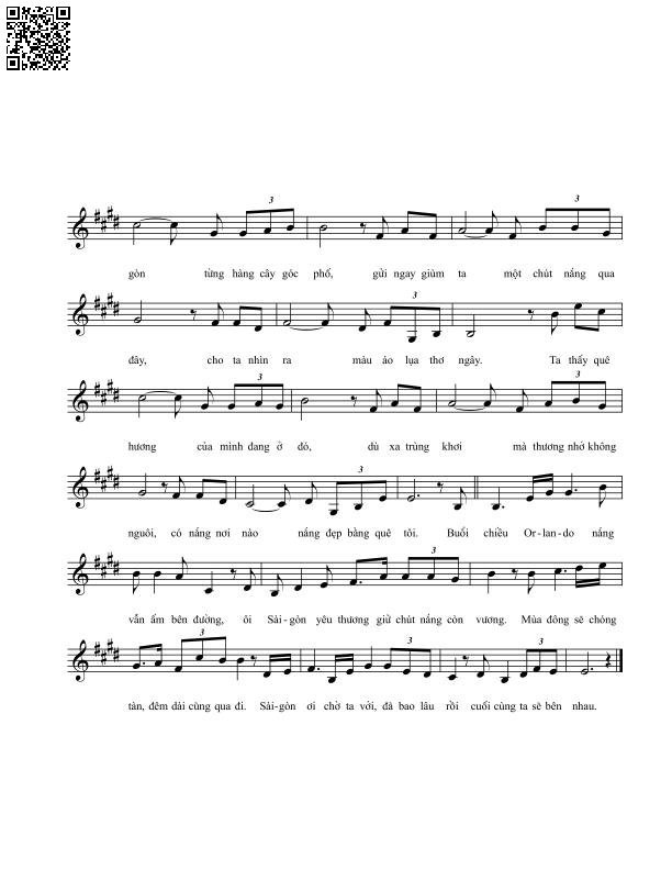 Page 2 of Sheet music PDF Nắng Orlando, nắng Sài Gòn - Vĩnh Điện