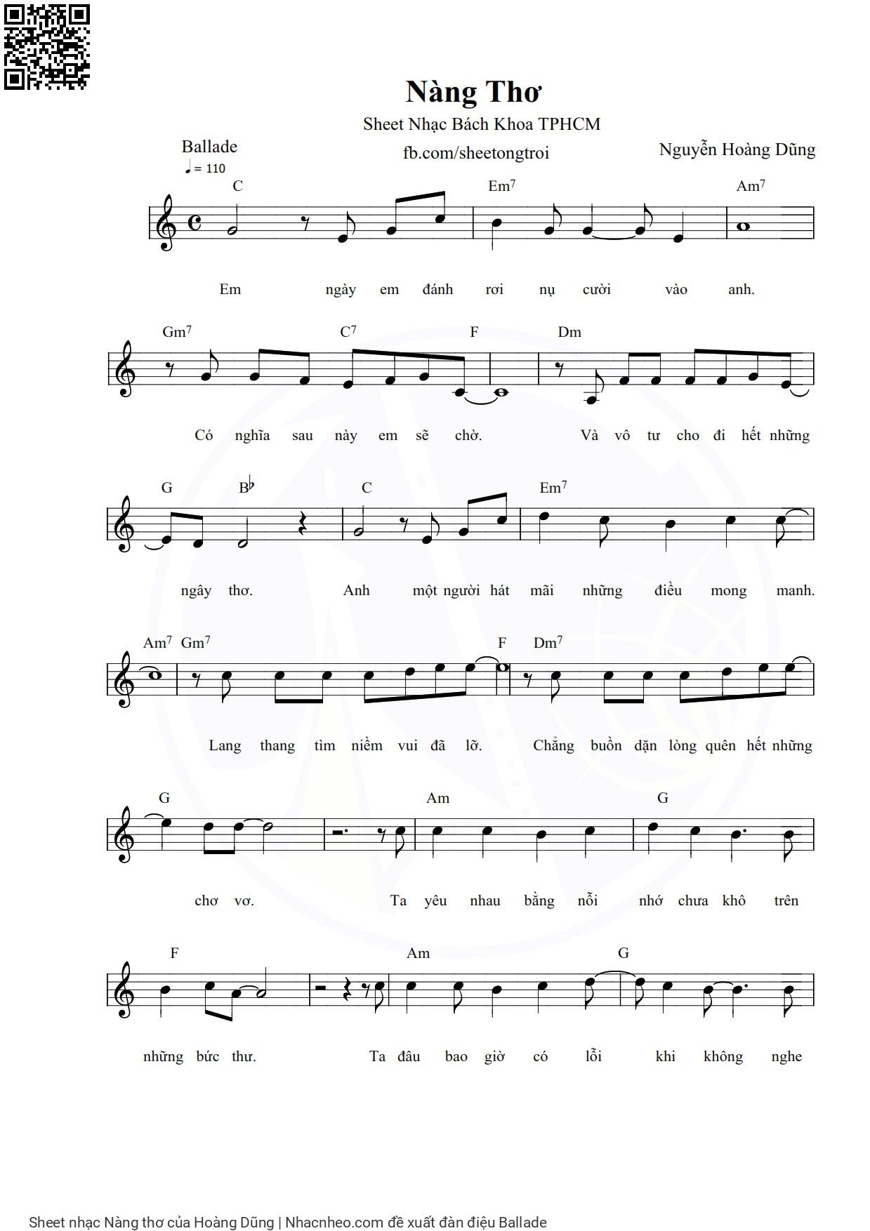 Page 1 of Sheet music PDF Nàng thơ - Hoàng Dũng