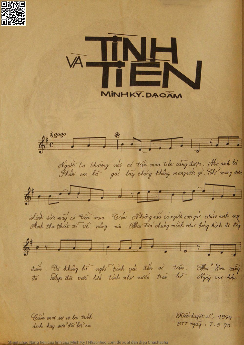 Page 2 of Sheet music PDF Nàng tiên của lính - Minh Kỳ