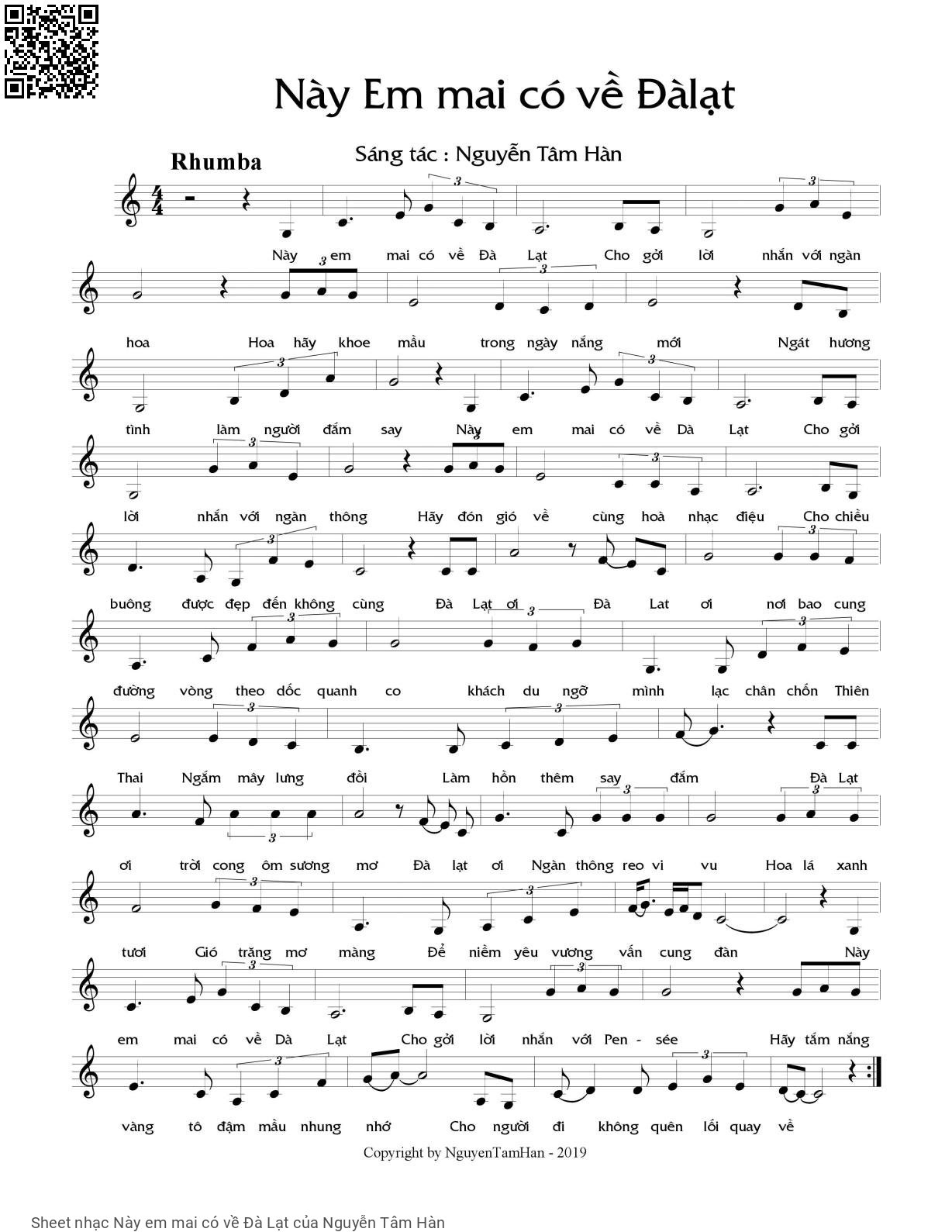 Sheet PDF of Này em mai có về Đà Lạt