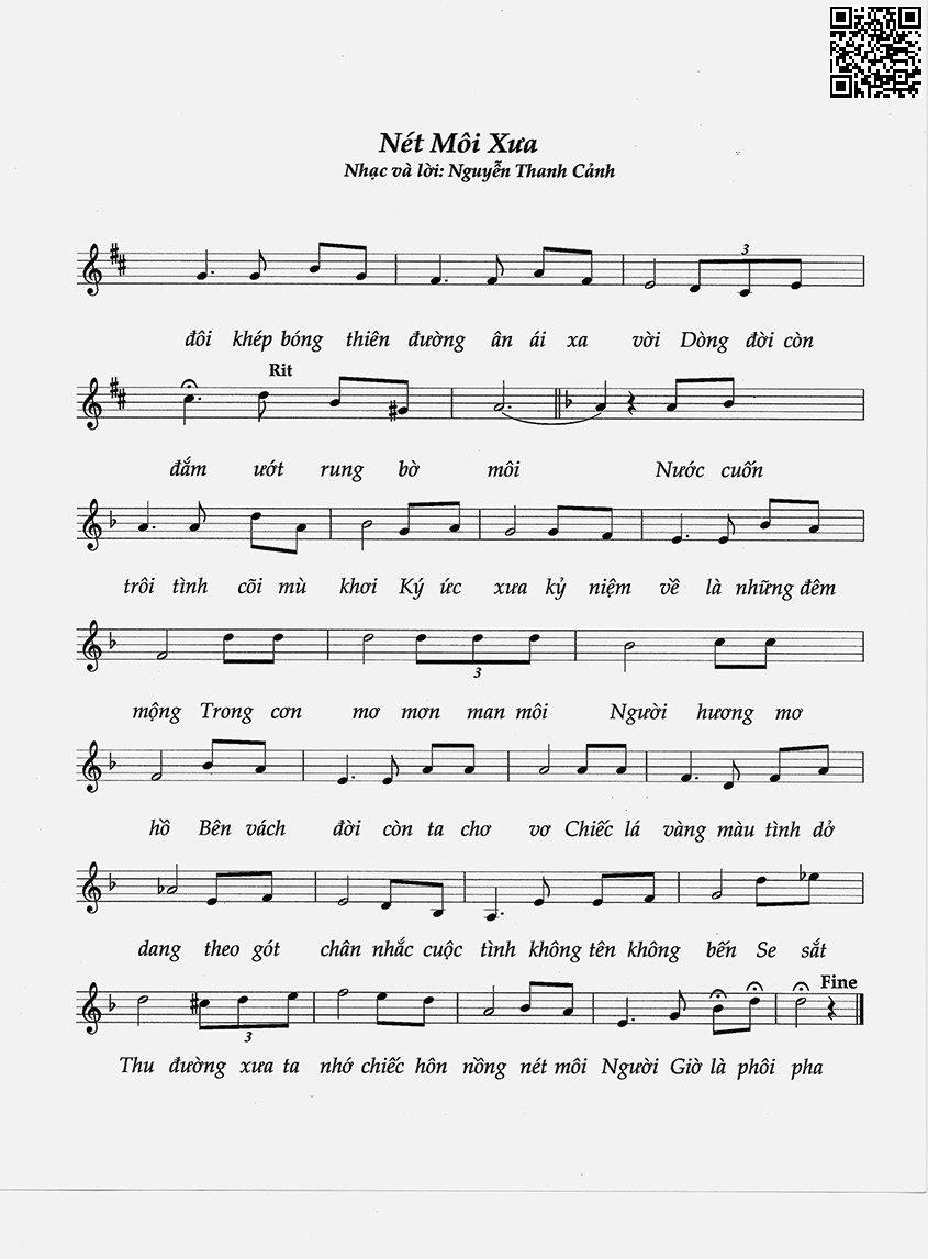 Page 2 of Sheet music PDF Nét môi xưa - Nguyễn Thanh Cảnh