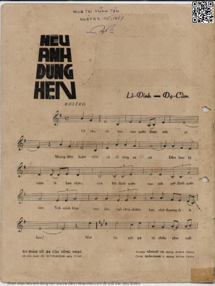 Page 2 of Sheet music PDF Nếu anh đừng hẹn - Dạ Cầm