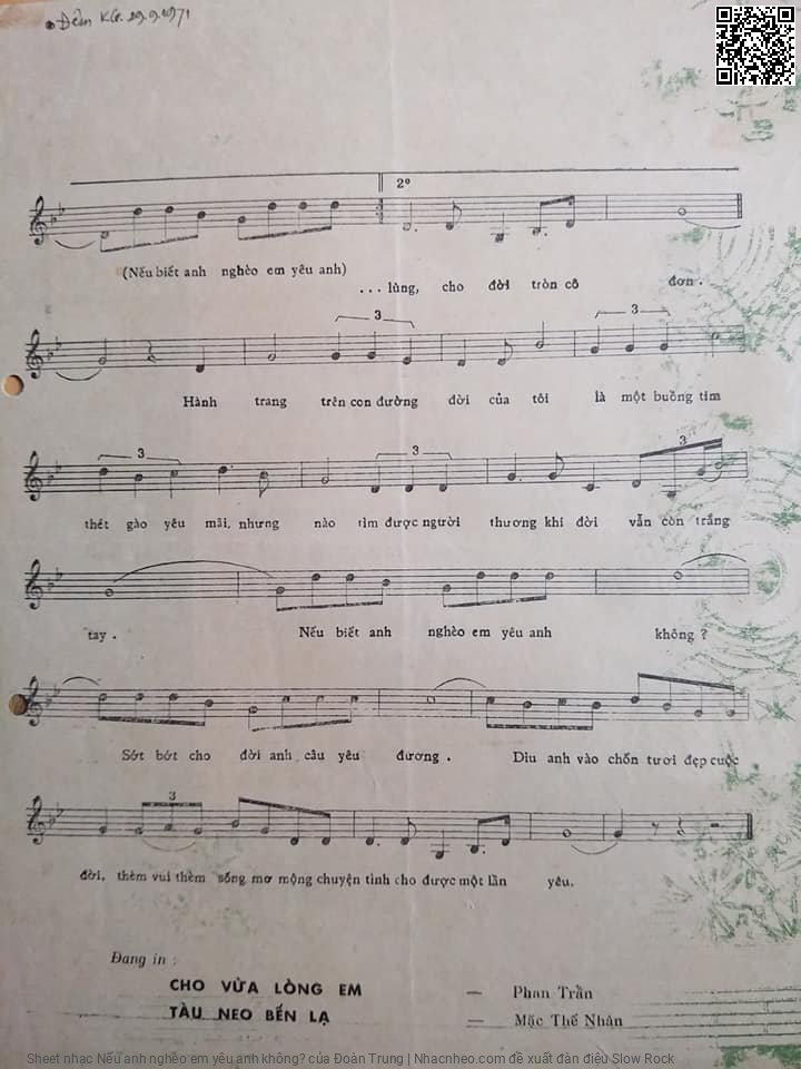 Page 3 of Sheet music PDF Nếu anh nghèo em yêu anh không? - Đoàn Trung