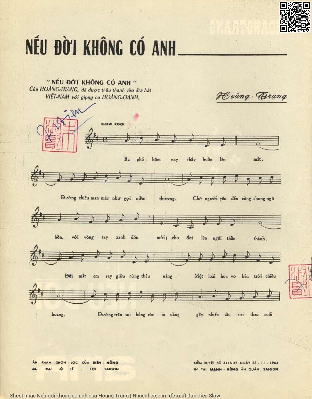 Page 2 of Sheet music PDF Nếu đời không có anh - Hoàng Trang