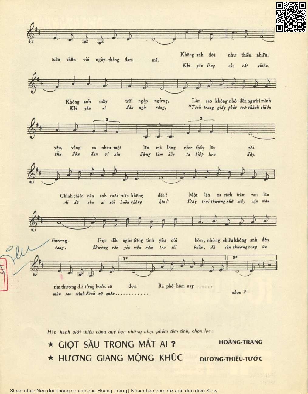 Page 3 of Sheet music PDF Nếu đời không có anh - Hoàng Trang