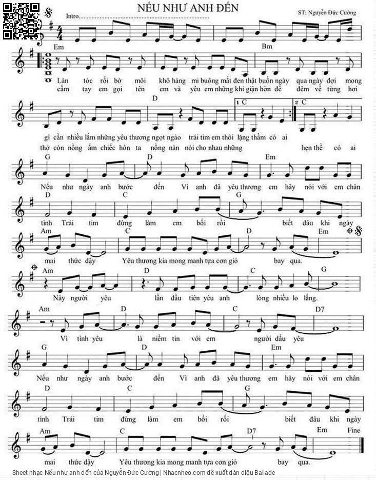 Sheet PDF of Nếu như anh đến