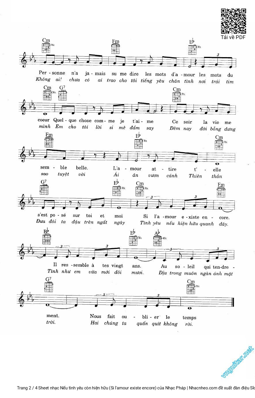 Page 2 of Sheet music PDF Nếu tình yêu còn hiện hữu (Si l