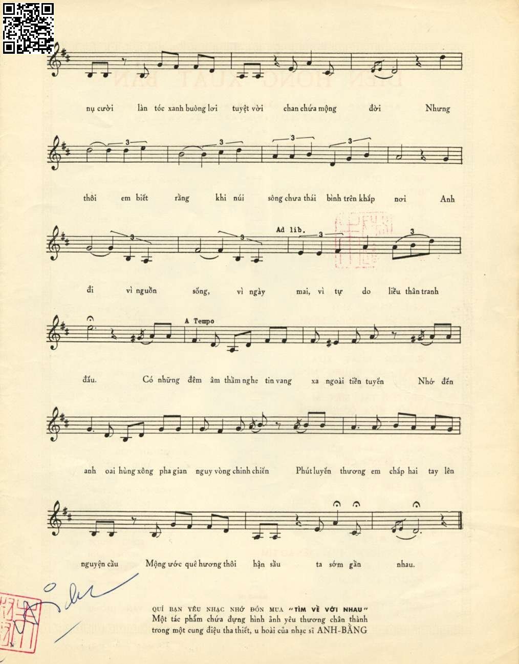Page 3 of Sheet music PDF Nếu vắng anh - Anh Bằng