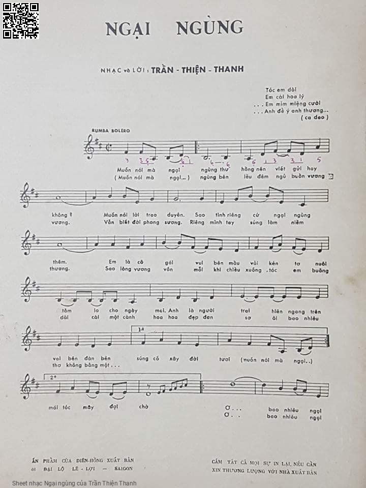 Page 2 of Sheet music PDF Ngại ngùng - Trần Thiện Thanh