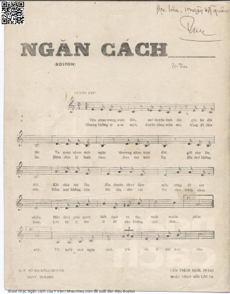 Page 2 of Sheet music PDF Ngăn cách - Y Vân