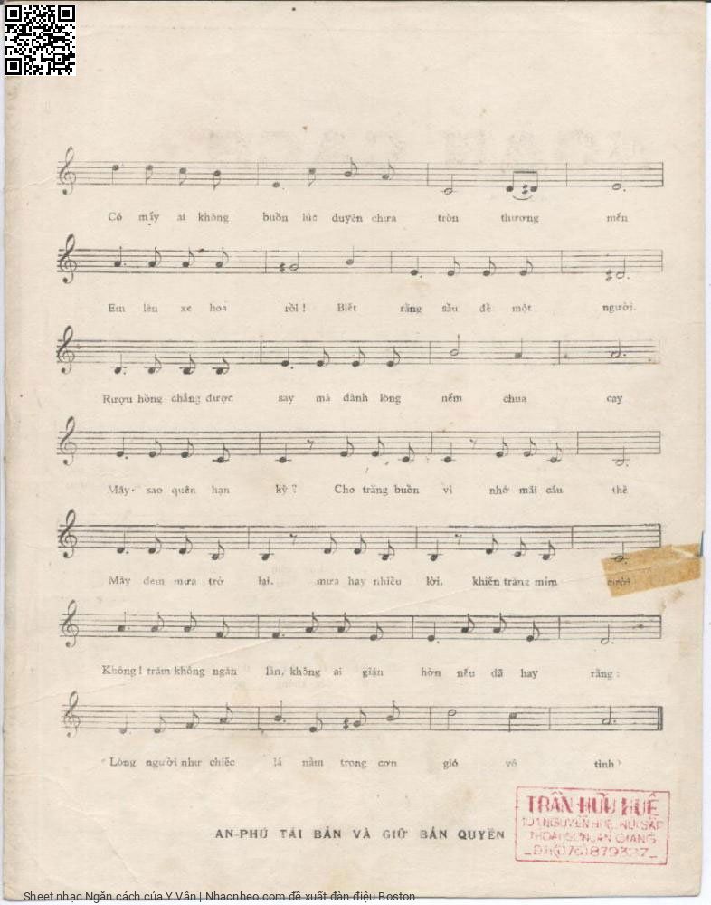 Page 3 of Sheet music PDF Ngăn cách - Y Vân