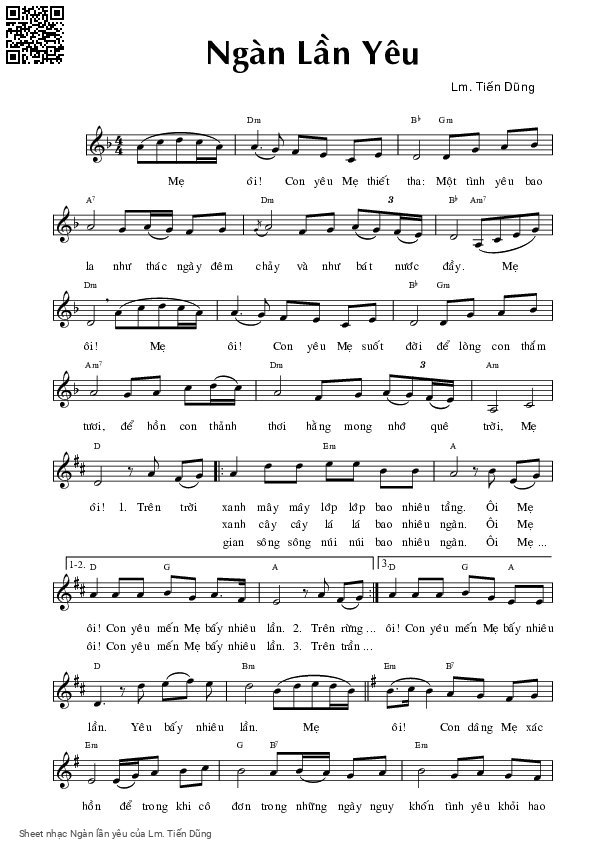 Page 1 of Sheet music PDF Ngàn lần yêu - Lm. Tiến Dũng