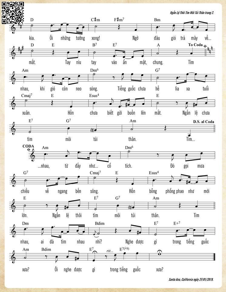 Page 2 of Sheet music PDF Ngấn lệ thôi tìm môi tủi thân - Trần Duy Đức