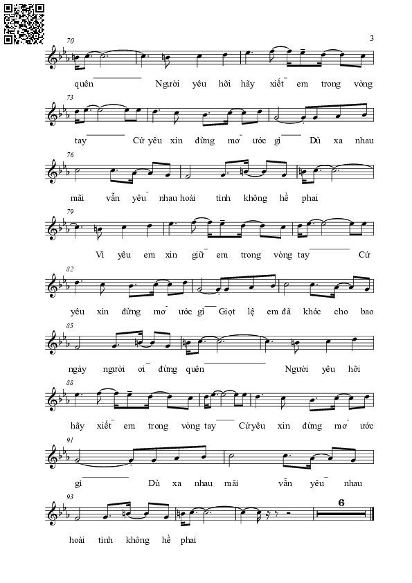 Page 3 of Sheet music PDF Ngàn năm vẫn đợi (Dakishimete - 抱きしめて) - Nhạc Nhật