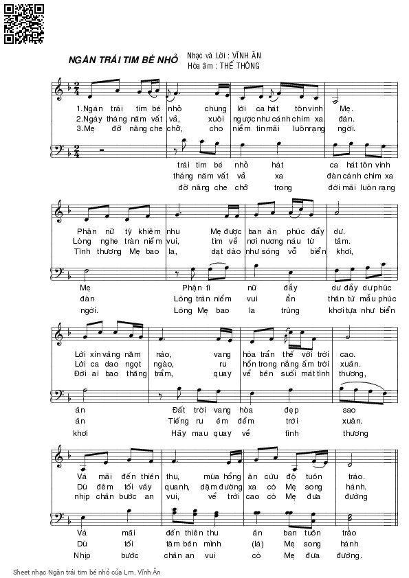 Sheet PDF of Ngàn trái tim bé nhỏ